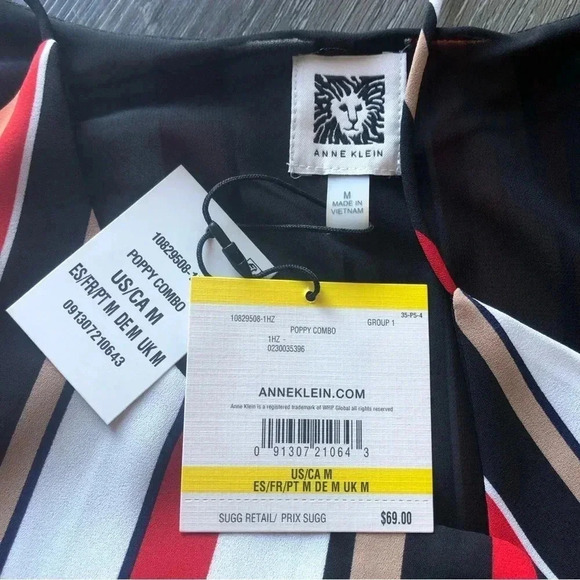 Anne Klein Womens Striped Cami Spaghetti Strap Tank Top Shirt NWT Size Medium - Picture 6 of 9